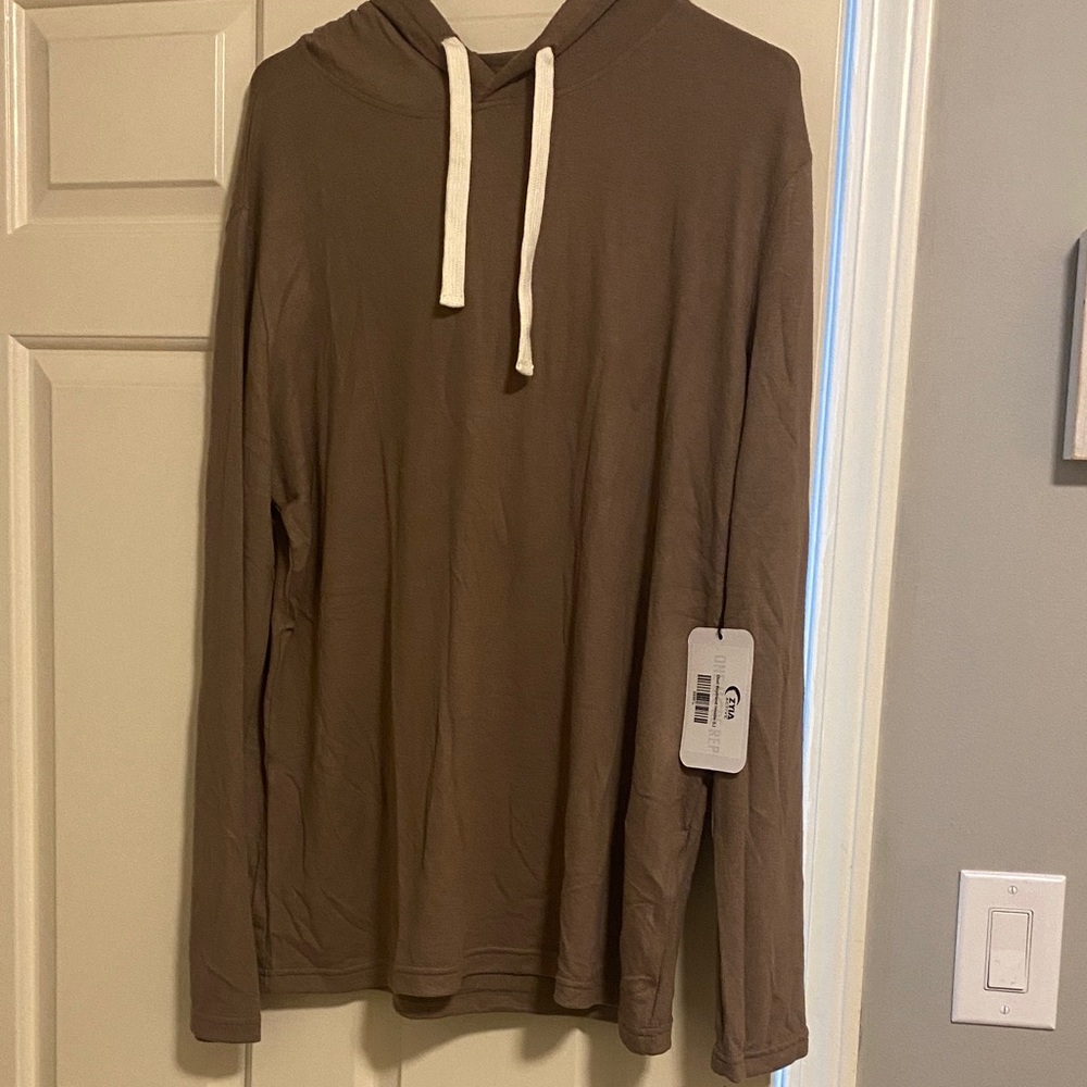 ZYIA Tan Hoodie with White Drawstrings